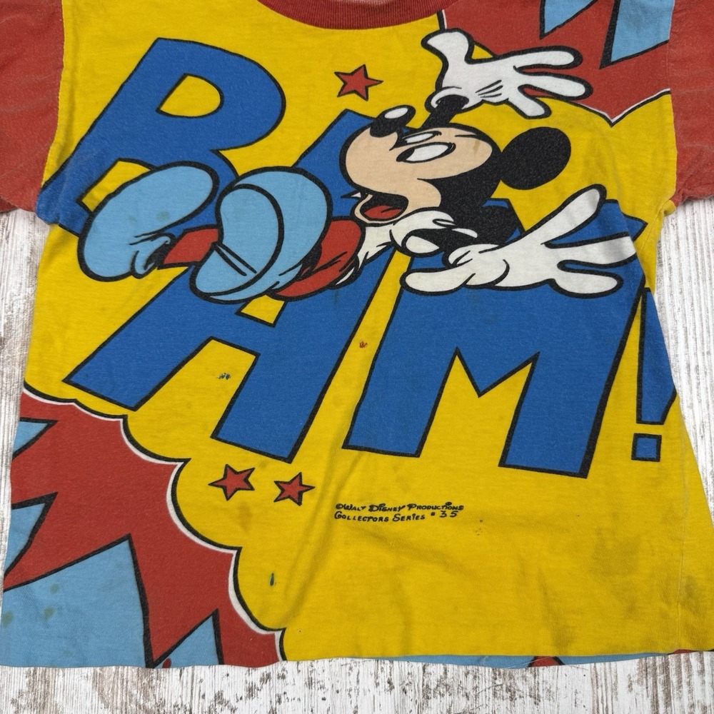 Vintage 1970s Walt Disney Productions Mickey Mouse AOP Kids Tee Shirt Lot Sz 6-8 - Picture 6 of 16